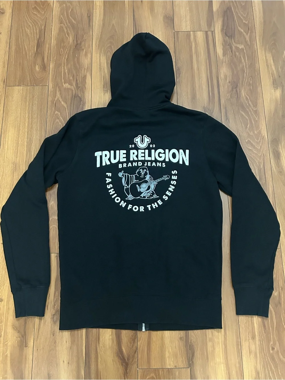 True Religion Men’s Black Hoodie Size Large Full Zip Excellent Condition